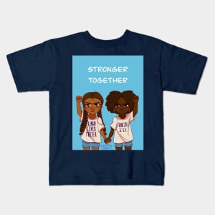 Stonger Together - Black and brown unity piece Kids T-Shirt